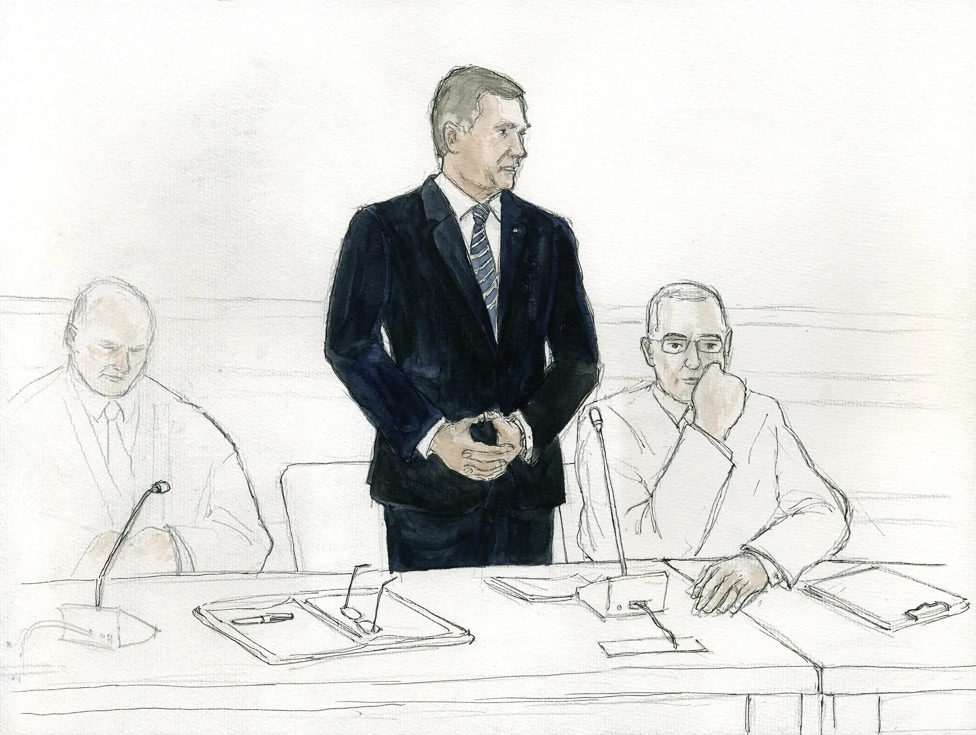 Gerichtszeichnung Christian Wulff Prozess Hannover 2013